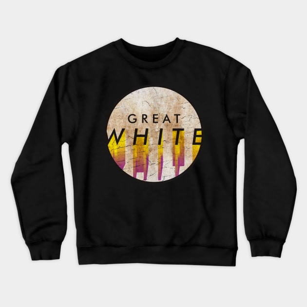 Great White - VINTAGE YELLOW CIRCLE Crewneck Sweatshirt by GLOBALARTWORD